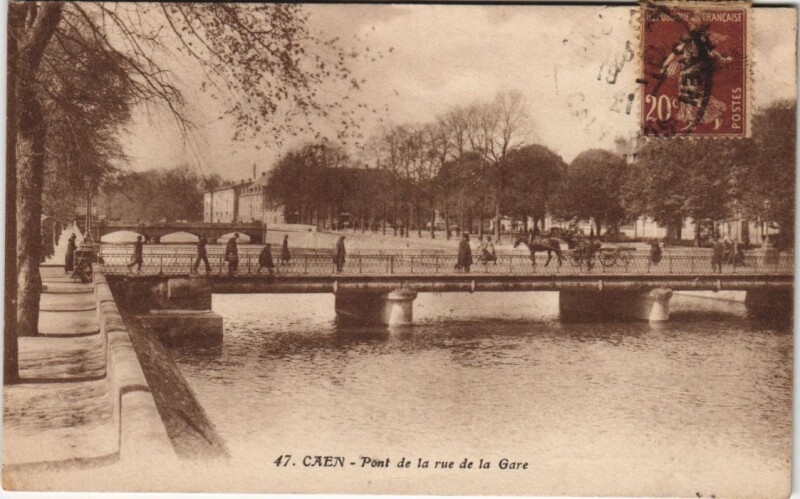 Carte postale ancienne Caen Pont de la rue de la Gare