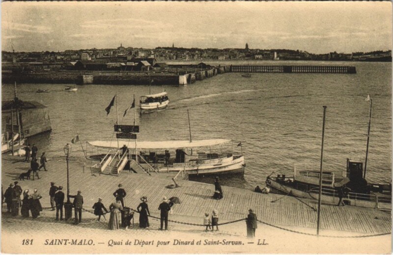 Carte postale ancienne Saint Malo Quai de Depart pour Dinard et Saint-Servan à Dinard