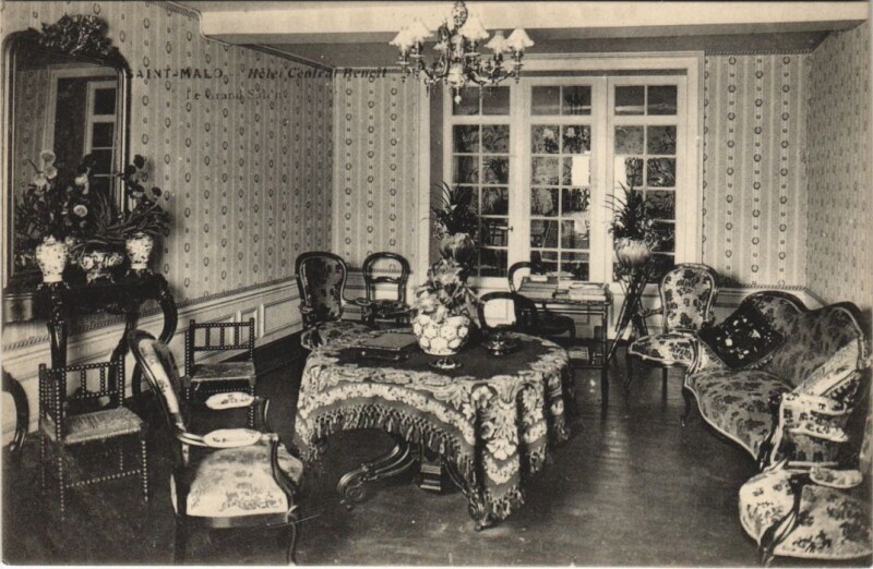Carte postale ancienne Saint Malo Hotel Central Benoit , Grand Salon à Saint-Malo
