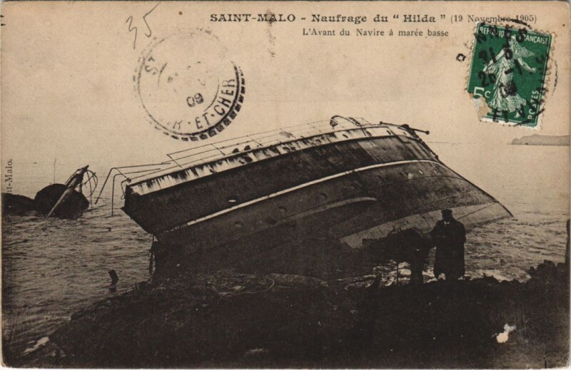 Carte postale ancienne Saint Malo Naufrage du Hilda à Saint-Malo
