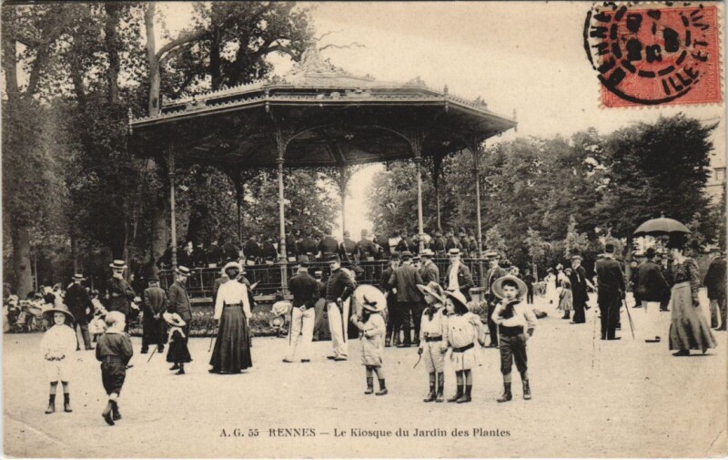 Carte postale ancienne Rennes Kiosque du Jardin des Plantes à Rennes