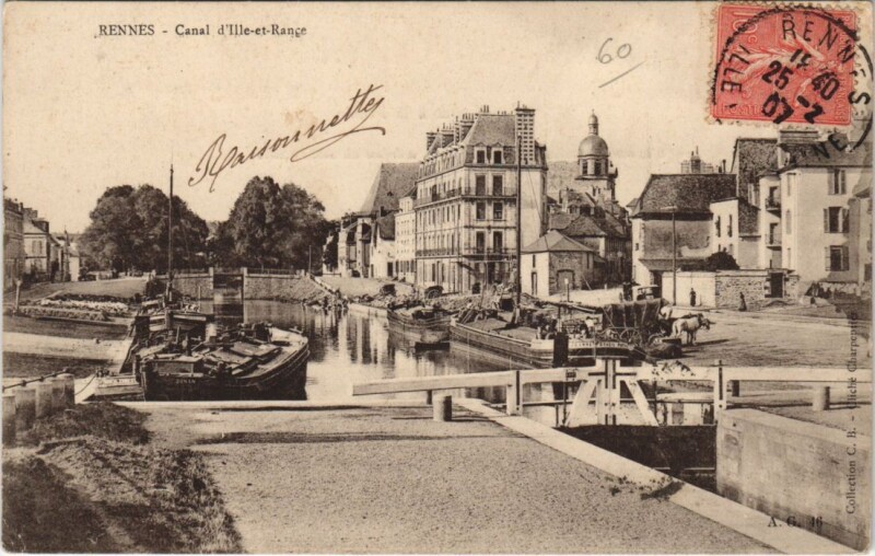 Carte postale ancienne Rennes Canal d'Ille et Rance à Rennes