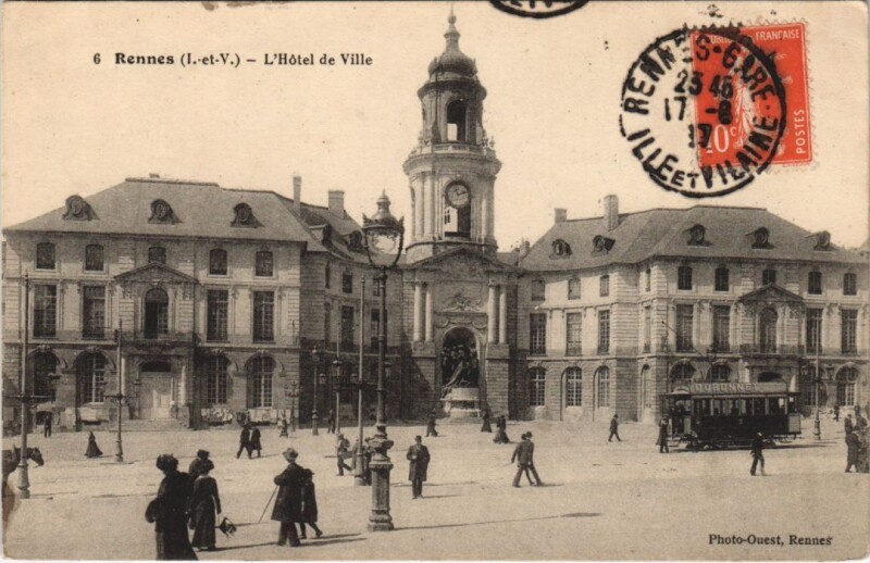 Carte postale ancienne Rennes Hotel de Ville à Rennes