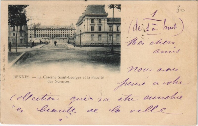 Carte postale ancienne Rennes La Caserne Saint-Georges à Rennes