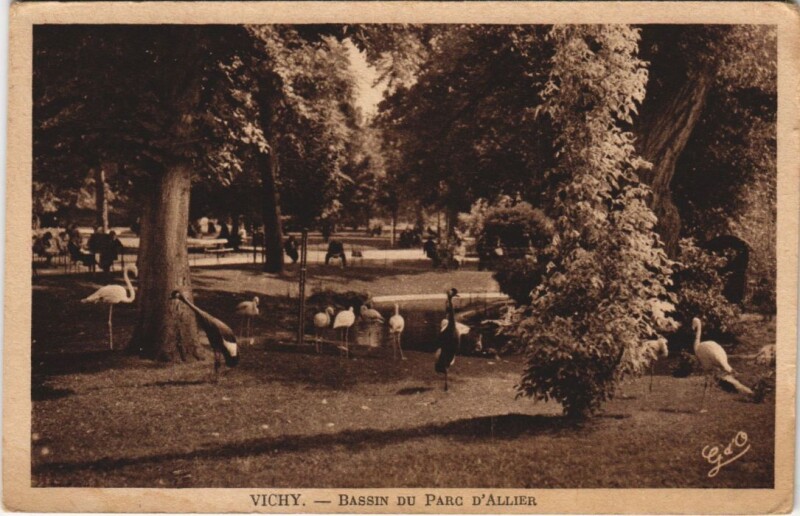 Carte postale ancienne Vichy Bassin du Parc d'Allier France à Vichy
