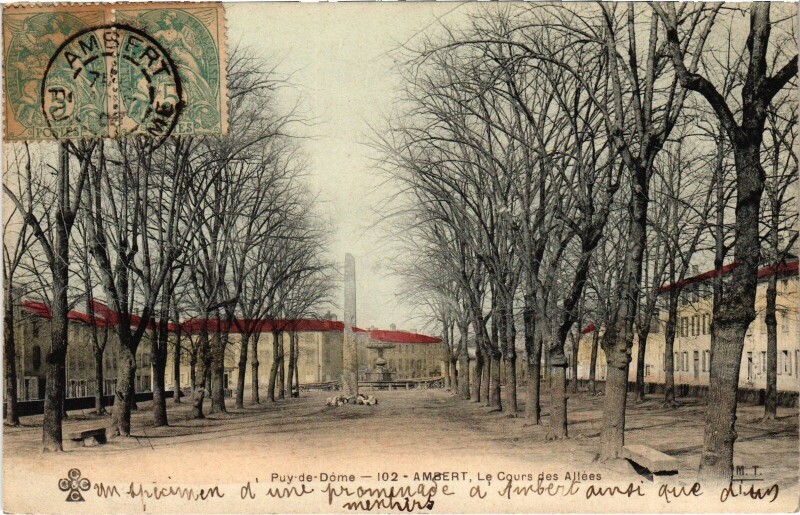 Carte postale ancienne Ambert Le Cours des Allees à Ambert