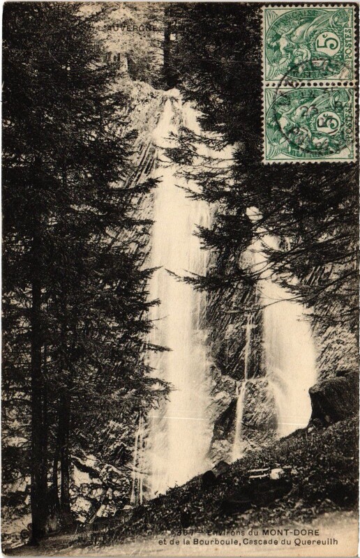 Carte postale ancienne Le Mont-Dore Et La Bourboule Environs - Cascade du Queureuilh à La Bourboule
