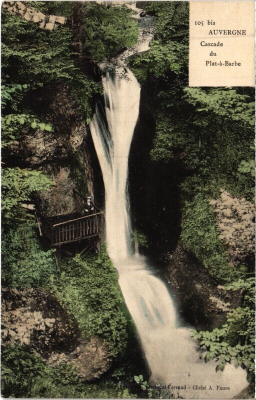 Carte postale ancienne Auvergne - Cascade du Plat-a-Barbe