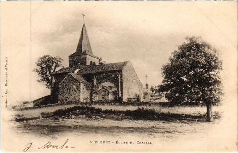 Carte postale ancienne Saint-Floret Eglise du Chastel à Saint-Floret