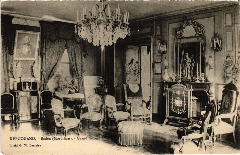 Carte postale ancienne Kergonano - Baden - Grand Salon à Baden