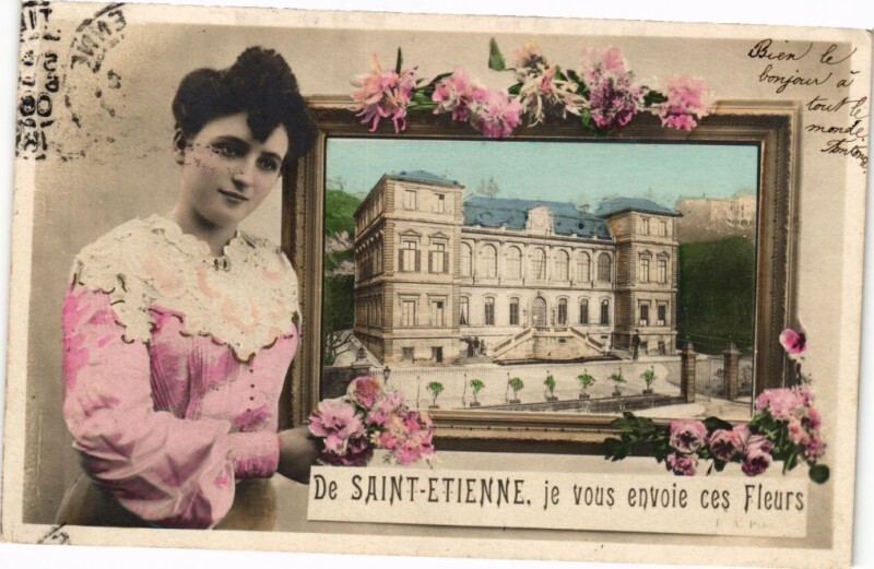 Carte postale ancienne De Saint-Etienne je vous envoie ces Fleurs