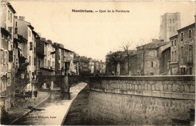 Carte postale ancienne Montbrison - Quai de la Pocherie à Montbrison