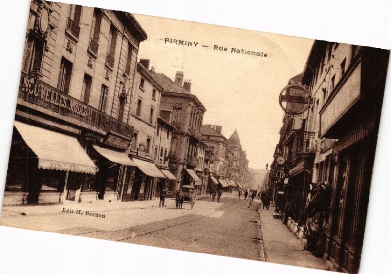 Carte postale ancienne Firminy - Rue Nationale à Firminy