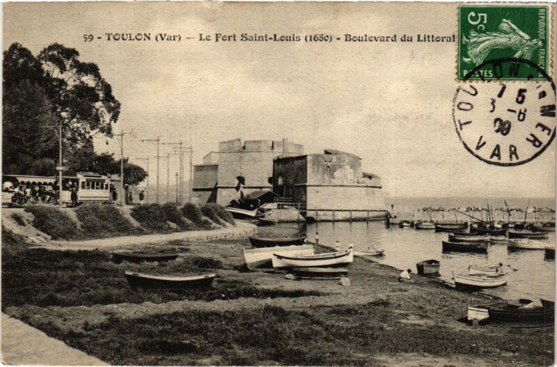 Carte postale ancienne Toulon Le Fort Saint-Louis-Boulevard du Littoral à Toulon