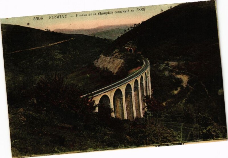 Carte postale ancienne Firminy - Viaduc de la Campille construit en 1880 à Firminy