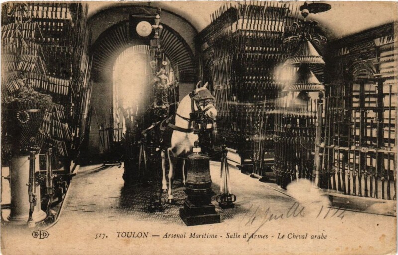 Carte postale ancienne Toulon Arsenal Maritime-Salle d'Armes-Le Cheval arabe à Toulon