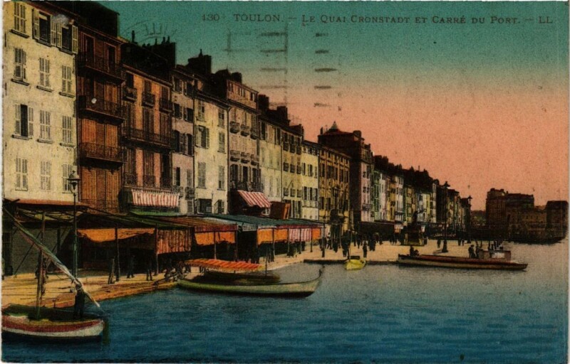 Carte postale ancienne Toulon Le Quai Cronstadt et Carré du Port à Toulon