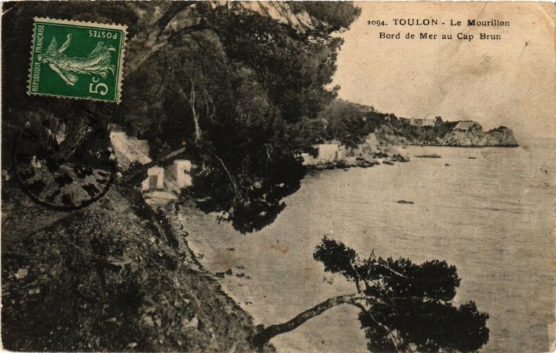 Carte postale ancienne Toulon Le Mourillon-Bord de Mer au Cap Brun à Toulon