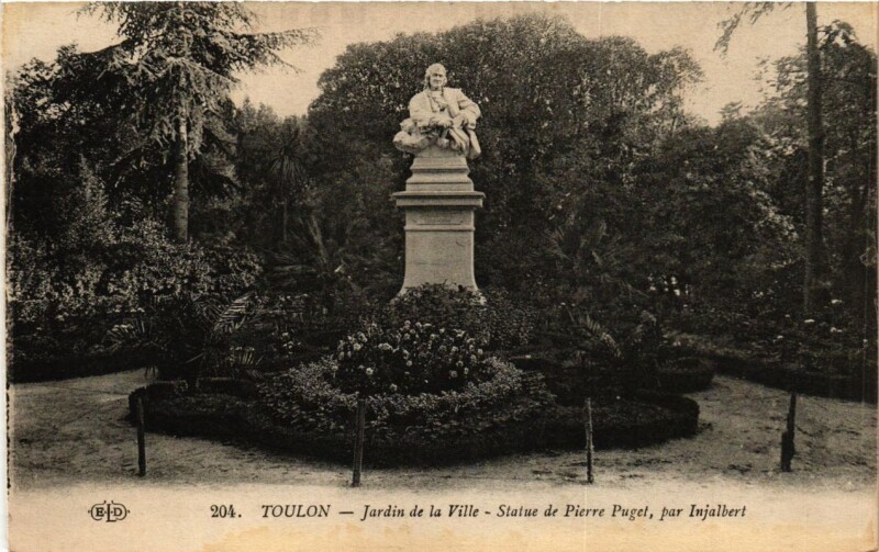 Carte postale ancienne Toulon Jardin de la Ville-La Statue de Puget à Toulon