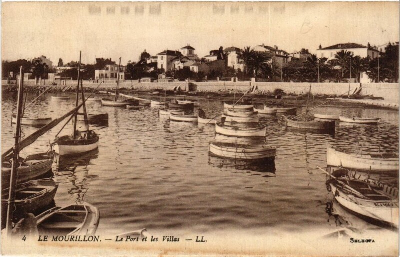 Carte postale ancienne Toulon Le Mourillon-Le Port et les Villas à Toulon