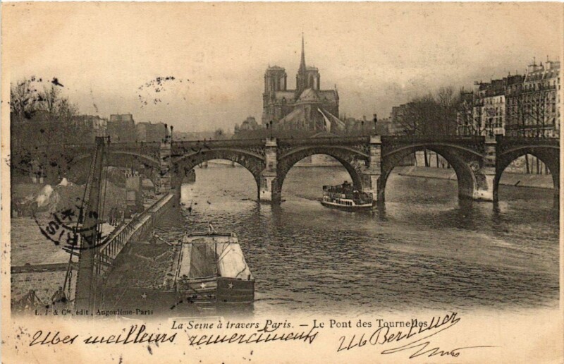 Carte postale ancienne Paris 4e La Seine á travers Paris, Le Pont des Tournelles à Paris 4e