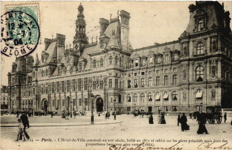Carte postale ancienne Paris 4e Hotel de Ville à Paris 4e