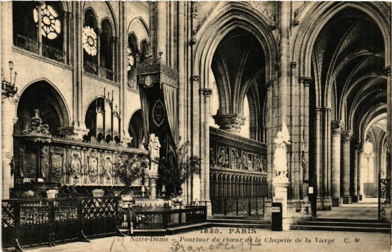 Carte postale ancienne Paris 4e Pourtour du choeur de la Chapelle de la Vierge à Paris 4e