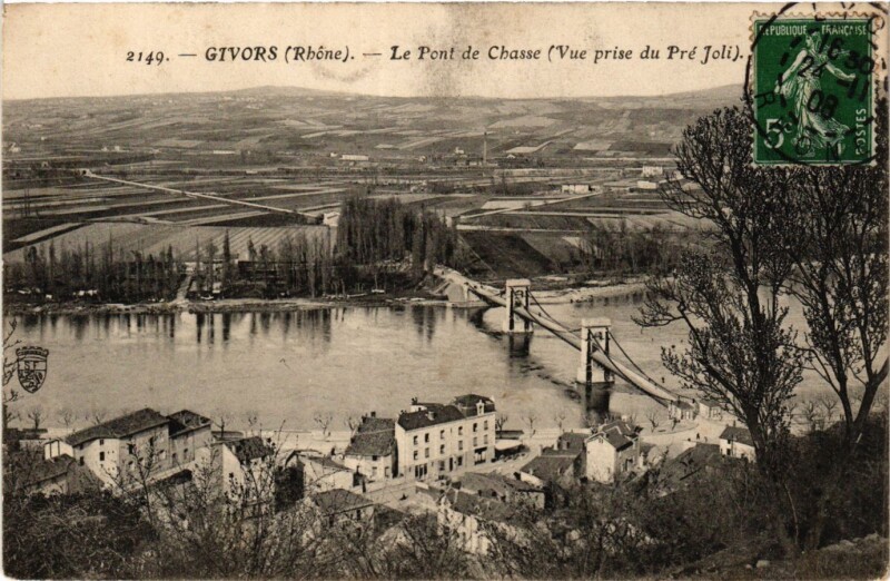 Carte postale ancienne Givors - Le Pont de Chasse à Givors