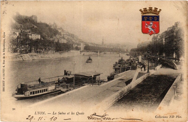 Carte postale ancienne Lyon - La Saone et les Quais à Lyon