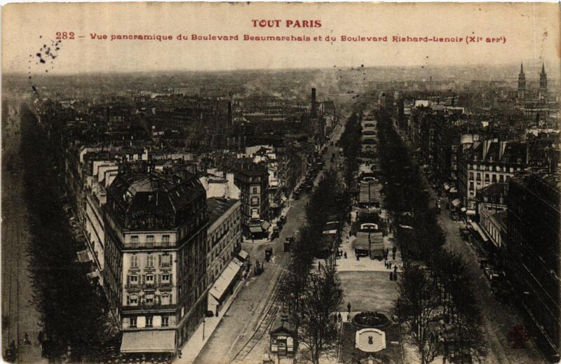 Carte postale ancienne Tout Paris (11e) 282 Bd Beaumarchais Bd Richard-Lenoir à Paris 11e