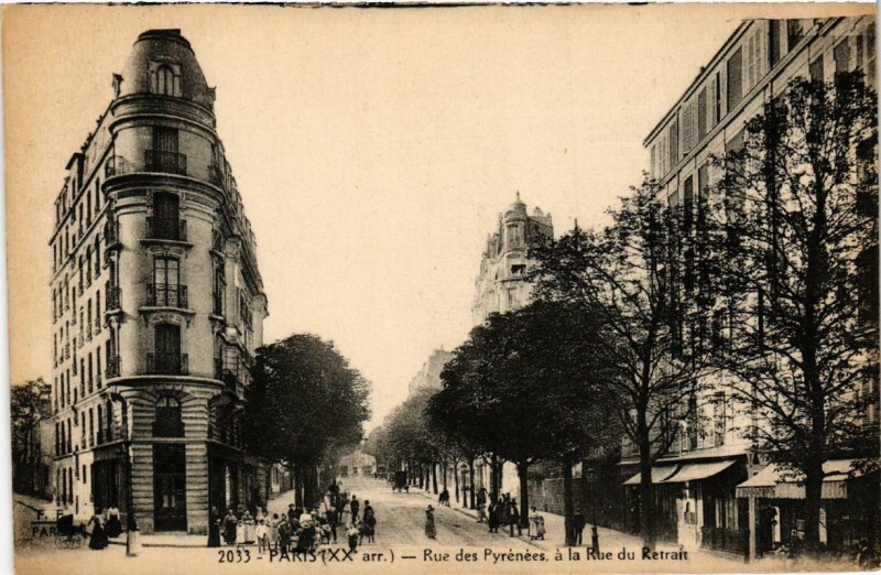 Carte postale ancienne Rue des Pyrénées à la Rue du Retrait à Paris 20e