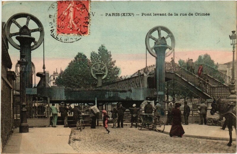 Carte postale ancienne Pont levant de la rue de Crimée à Paris 19e