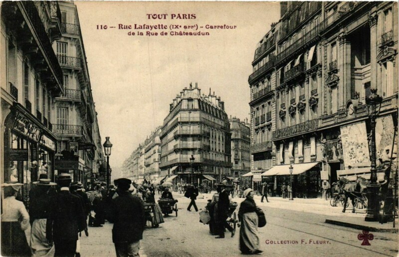 Carte postale ancienne Tout Paris 9e 110 Rue Lafayette. Rue de Chateaudun F. Fleury à Paris 9e
