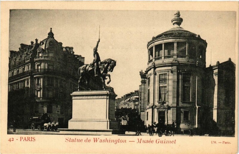 Carte postale ancienne Statue de Washington - Musée Guimet à Paris 16e