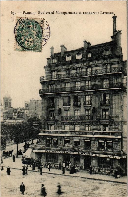 Carte postale ancienne Boulevard Montparnasse et restaurant Lavenue  à Paris 15e