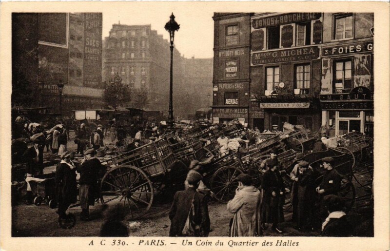 Carte postale ancienne Paris (2e) Un coin du Quartier des Halles. à Paris 2e