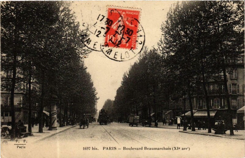 Carte postale ancienne Paris 11e Boulevard Beaumarchais, F. Fleury à Paris 11e