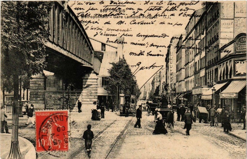 Carte postale ancienne Métropolitain - Gare Lamotte-Picquet à Paris 15e