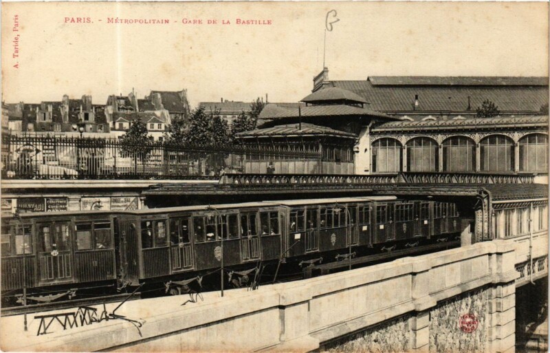 Carte postale ancienne Paris 4e Metropolitain Gare de la Bastille à Paris 4e