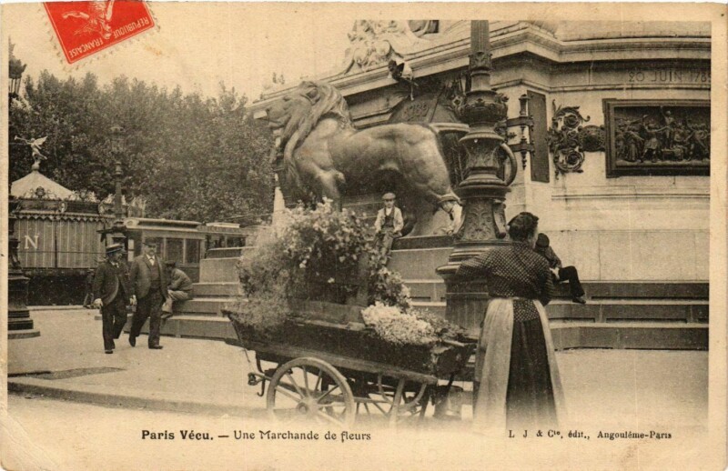 Carte postale ancienne Paris Vecu. Une marchande de Fleurs