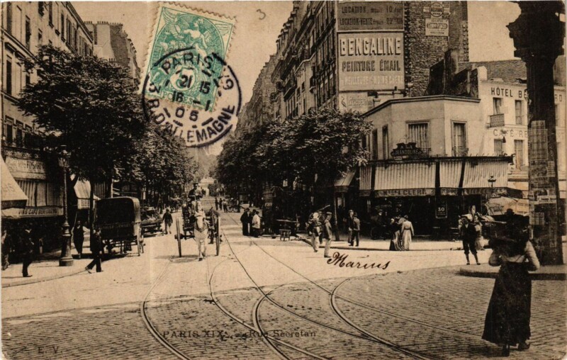 Carte postale ancienne Rue Secrétan à Paris 19e