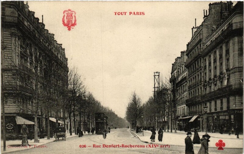 Carte postale ancienne Rue Denfert-Rochereau à Paris 14e