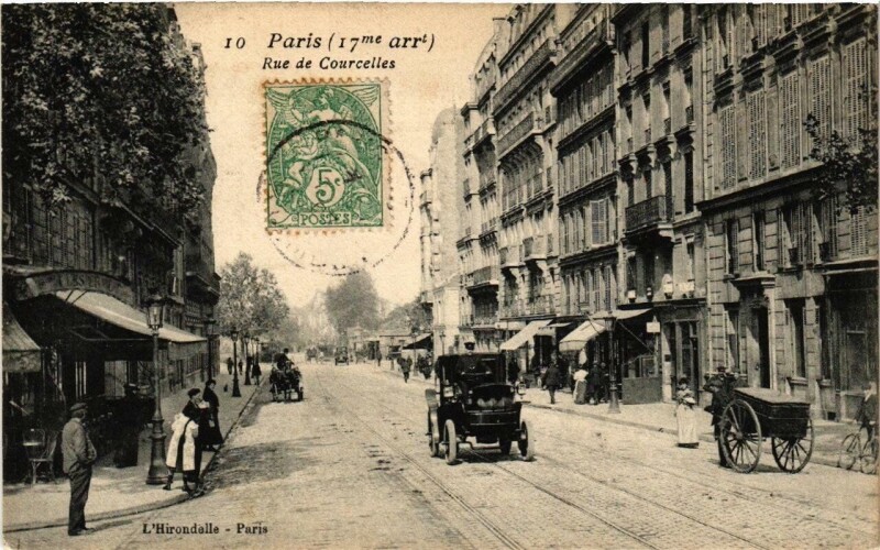 Carte postale ancienne Rue de Courcelles à Paris 17e