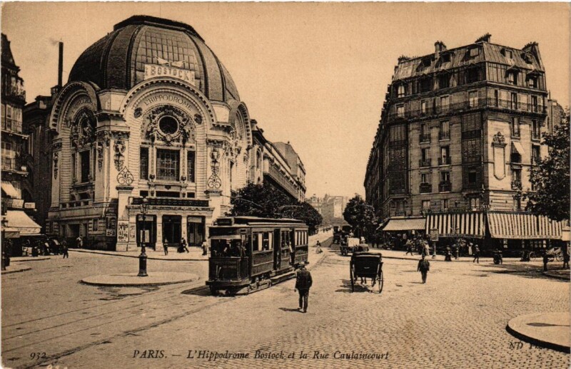 Carte postale ancienne L'Hippodrome Bostock et la Rue Caulaincourt à Paris 18e