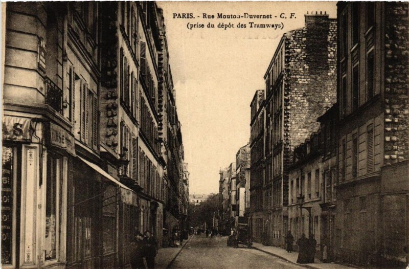 Carte postale ancienne Rue Mouton-Duvernet (prise du dépôt des Tramways) à Paris 14e