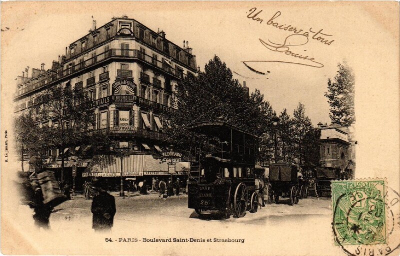 Carte postale ancienne Paris (3e) Boulevard Saint-Denis et Strasbourg à Paris 3e