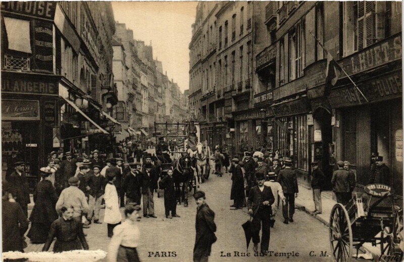 Carte postale ancienne Paris (3e) Rue du Temple. à Paris 3e