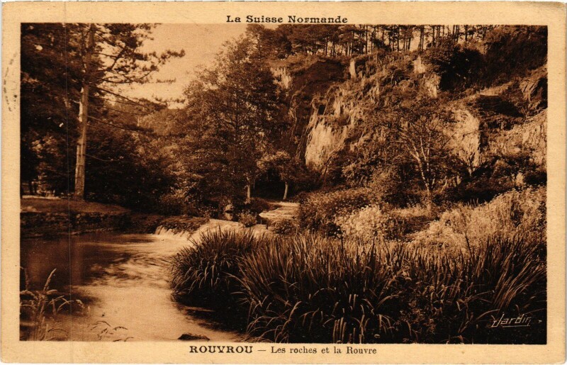 Carte postale ancienne Fontenay-le-Marmion Rouvrou - Les Roches de la Rouvre à Fontenay-le-Marmion
