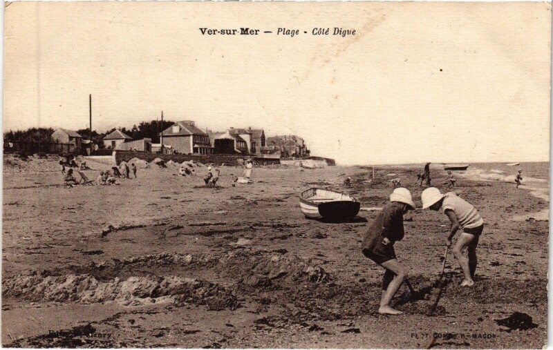 Carte postale ancienne Ver-sur-Mer Plage - Cote Digue à Ver-sur-Mer