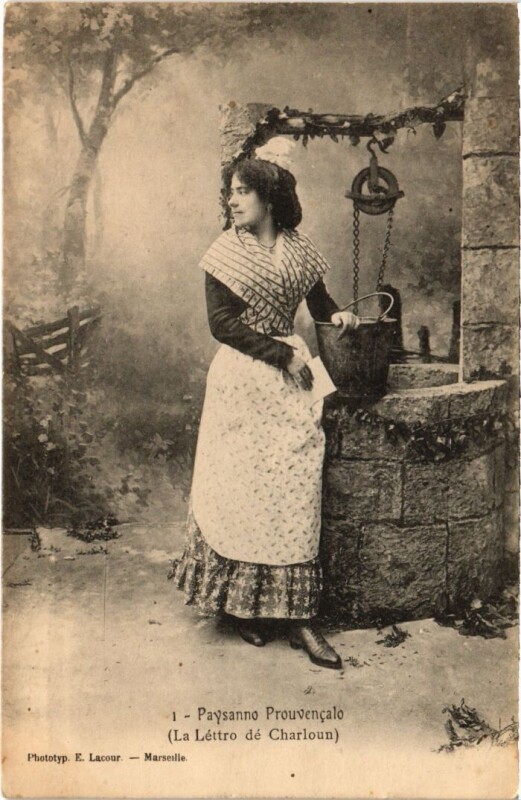 Carte postale ancienne Paysanne Provencalo - La Lettro de Charloun